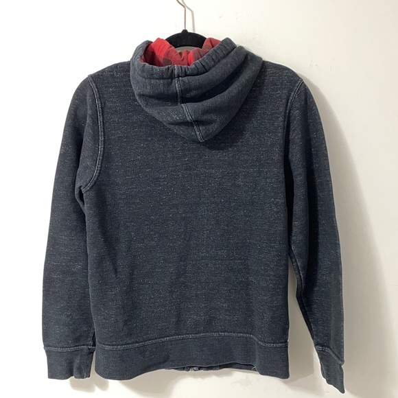 Roots Grey Zip Up Hoodie | Buffalo Plaid Lining - Picture 3 of 8